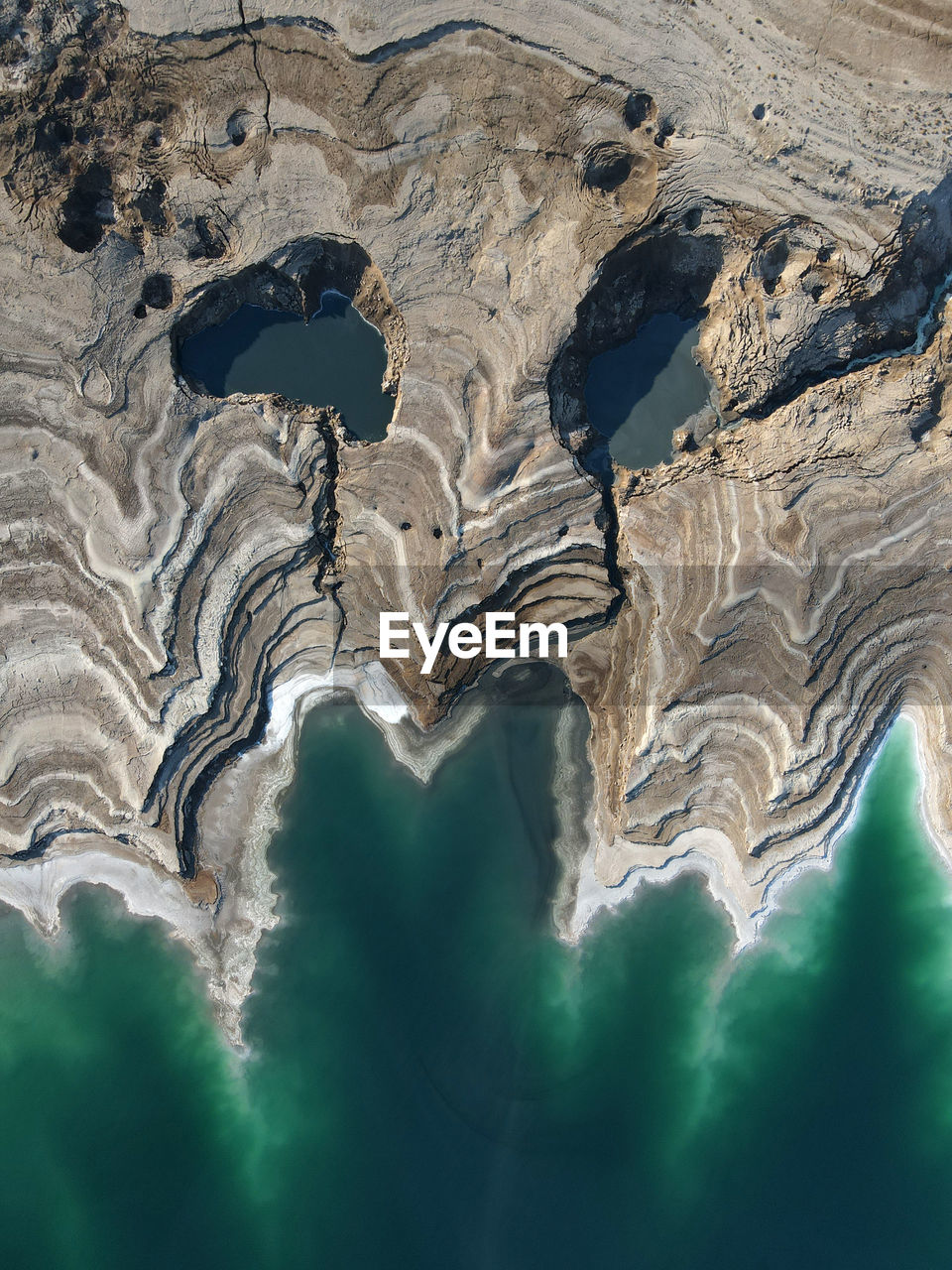 Low angle view of rock formations from the dead sea 