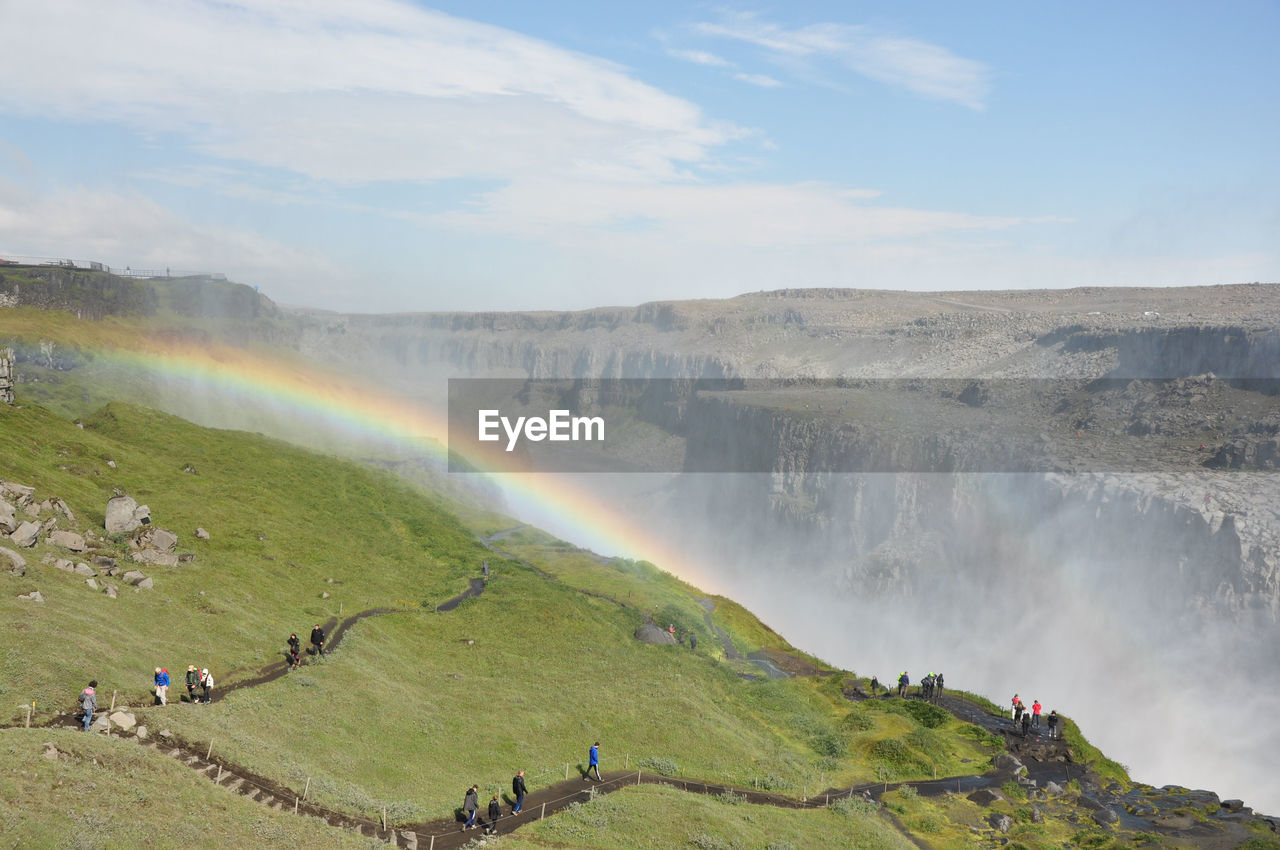 Ranbow over the dettifoss waterfall in the northeast of iceland