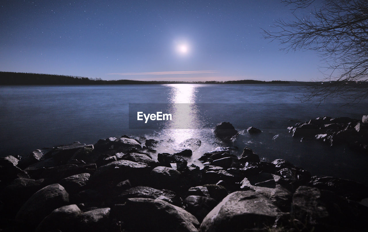 SCENIC VIEW OF LAKE AGAINST CLEAR SKY