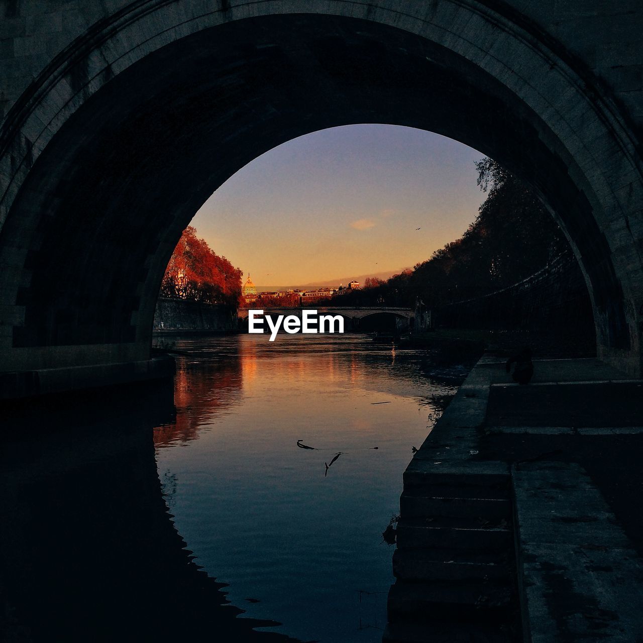 View of river under bridge