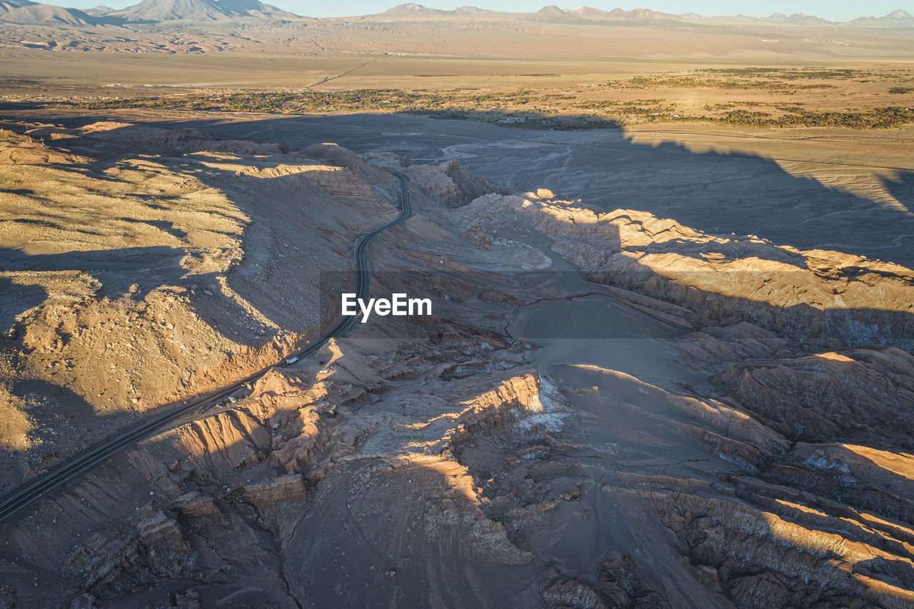 Access road to san pedro de atacama from aerial view