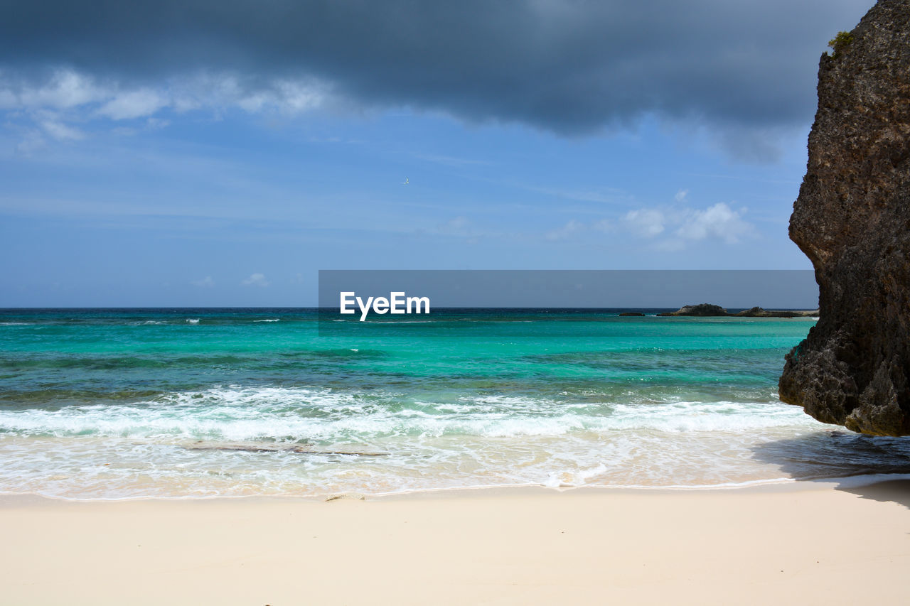 Scenic view of beach against sky
