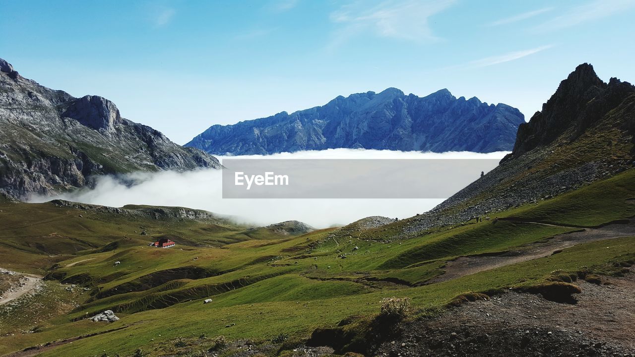 Scenic view of mountains against sky