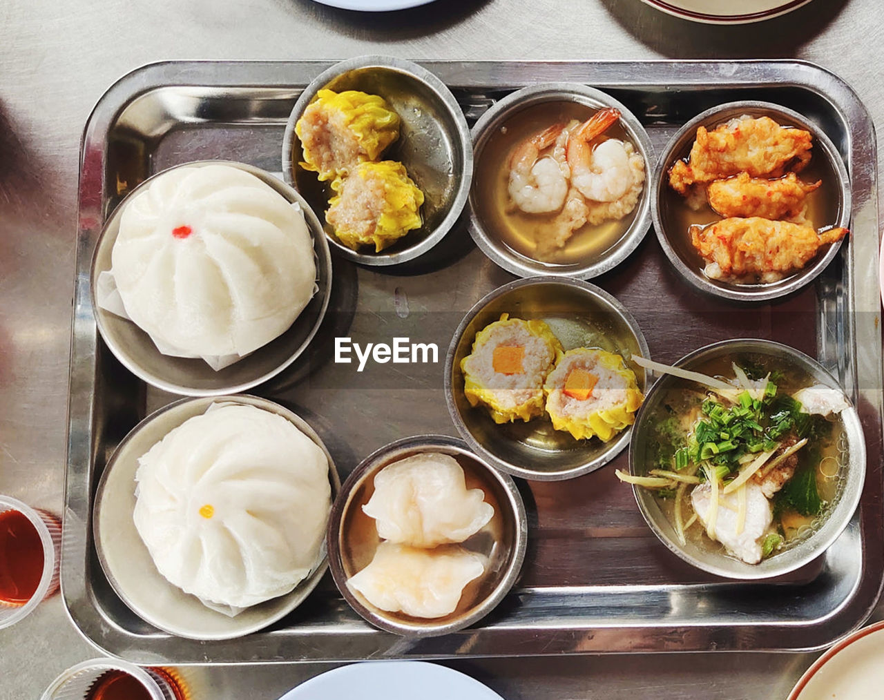 High angle view of food on table