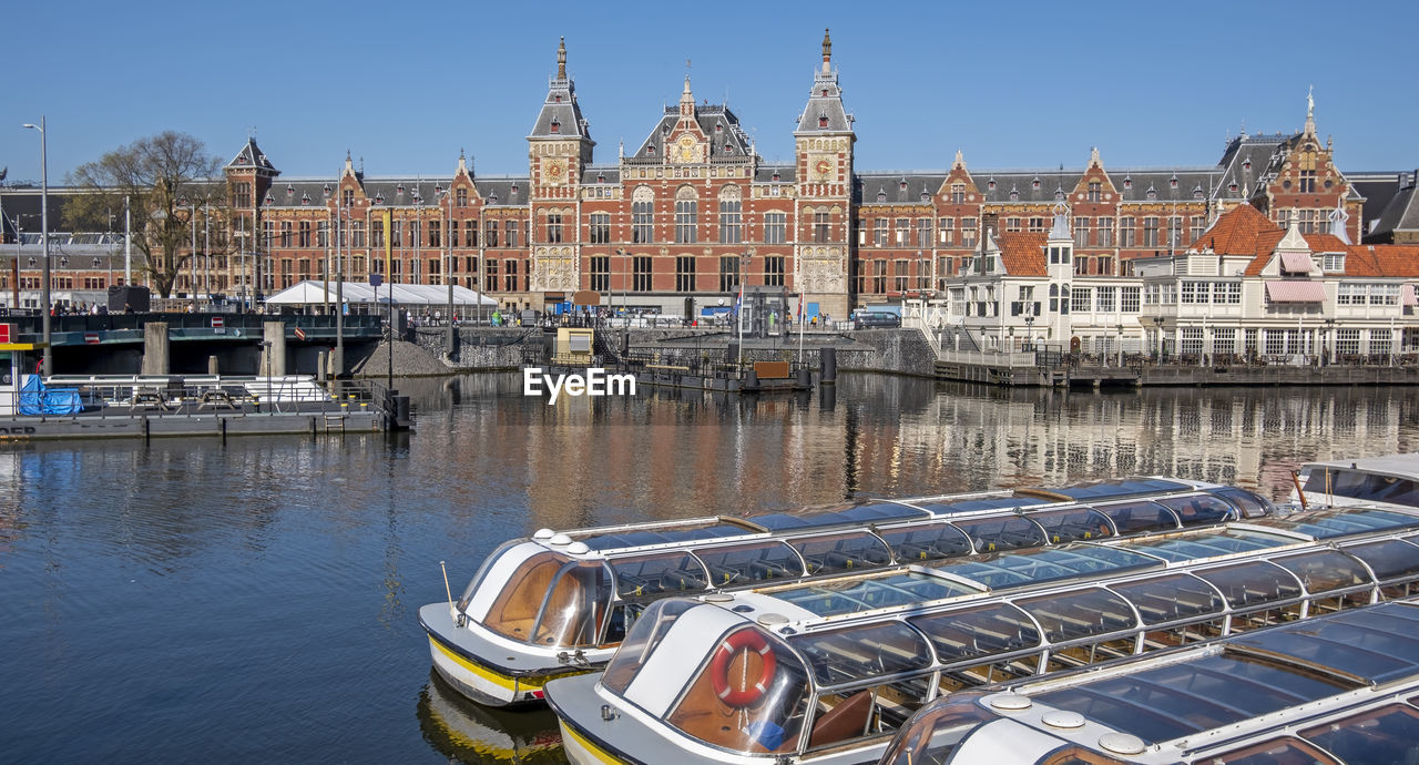 City scenic from amsterdam with the central station in the netherlands