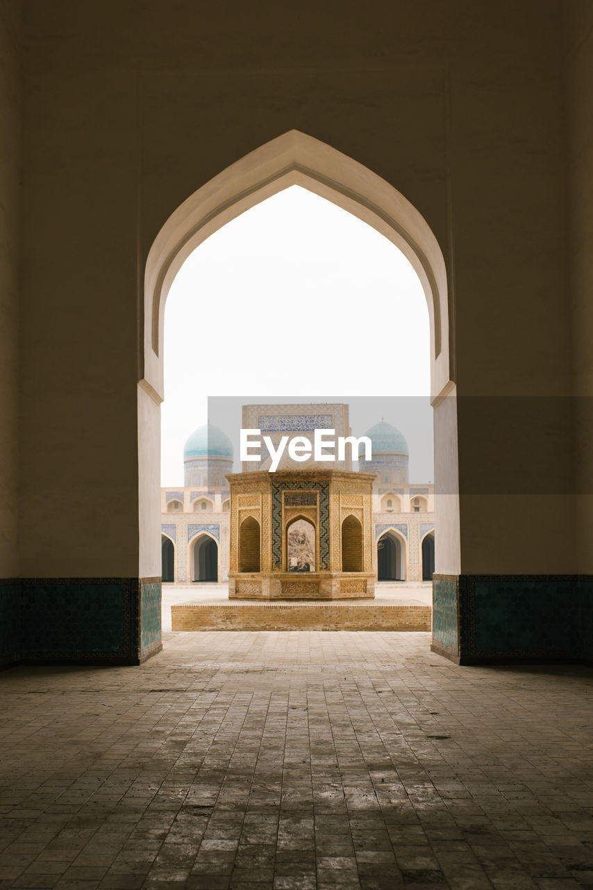 Bukhara, uzbekistan. december 2022. kalyan mosque. the pulpit over the grave of the first imam