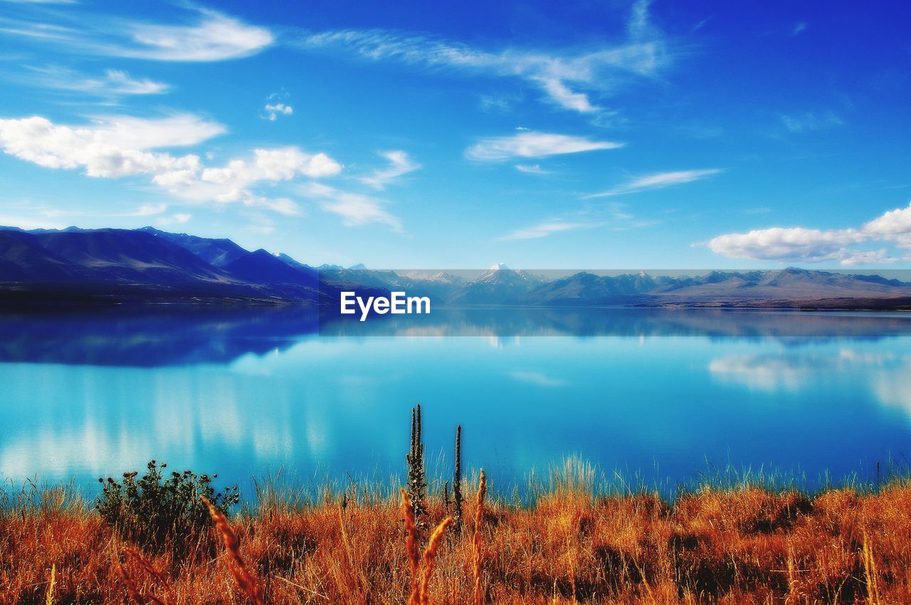 Scenic view of lake against sky