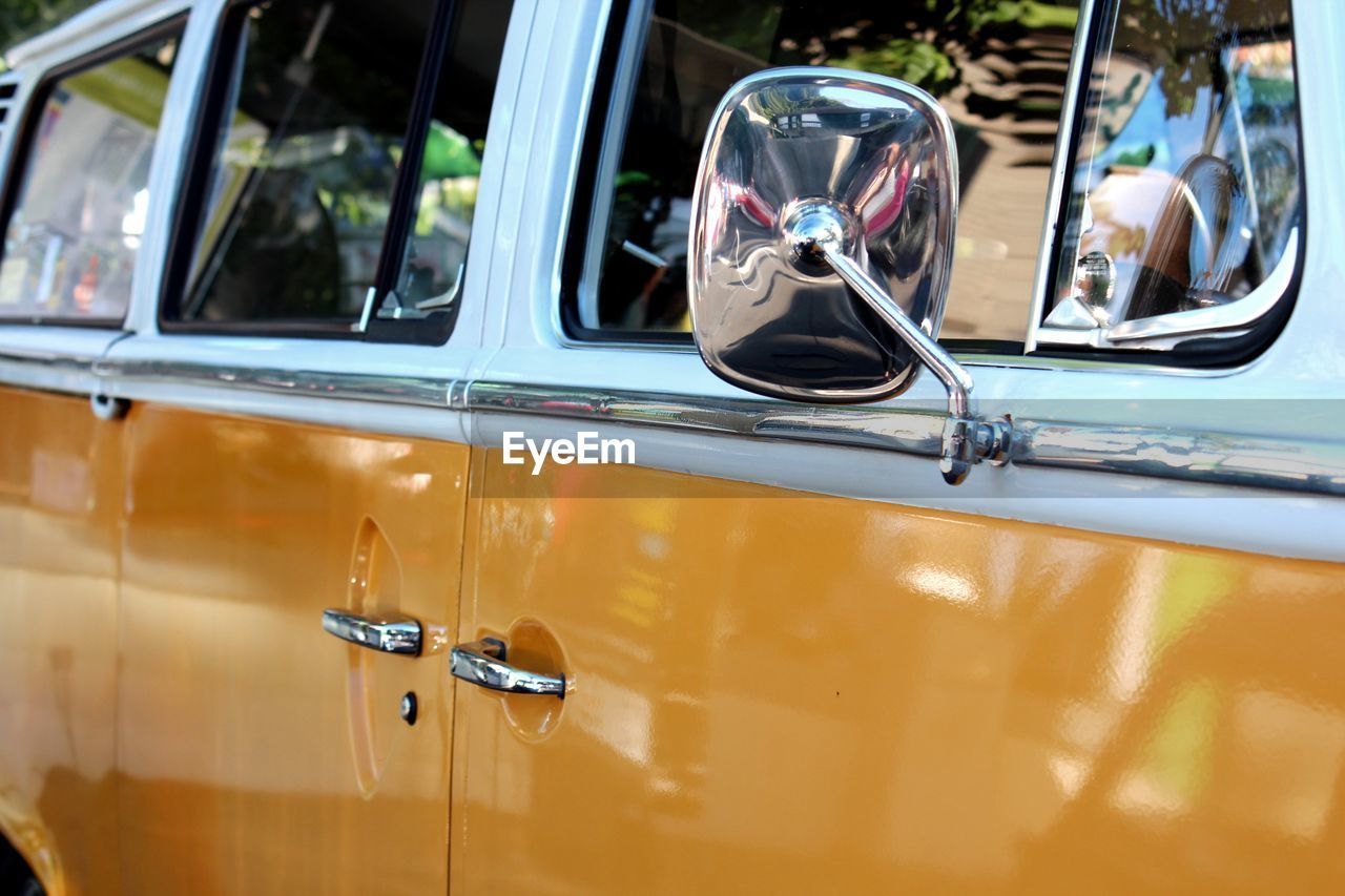 Yellow van parked outdoors