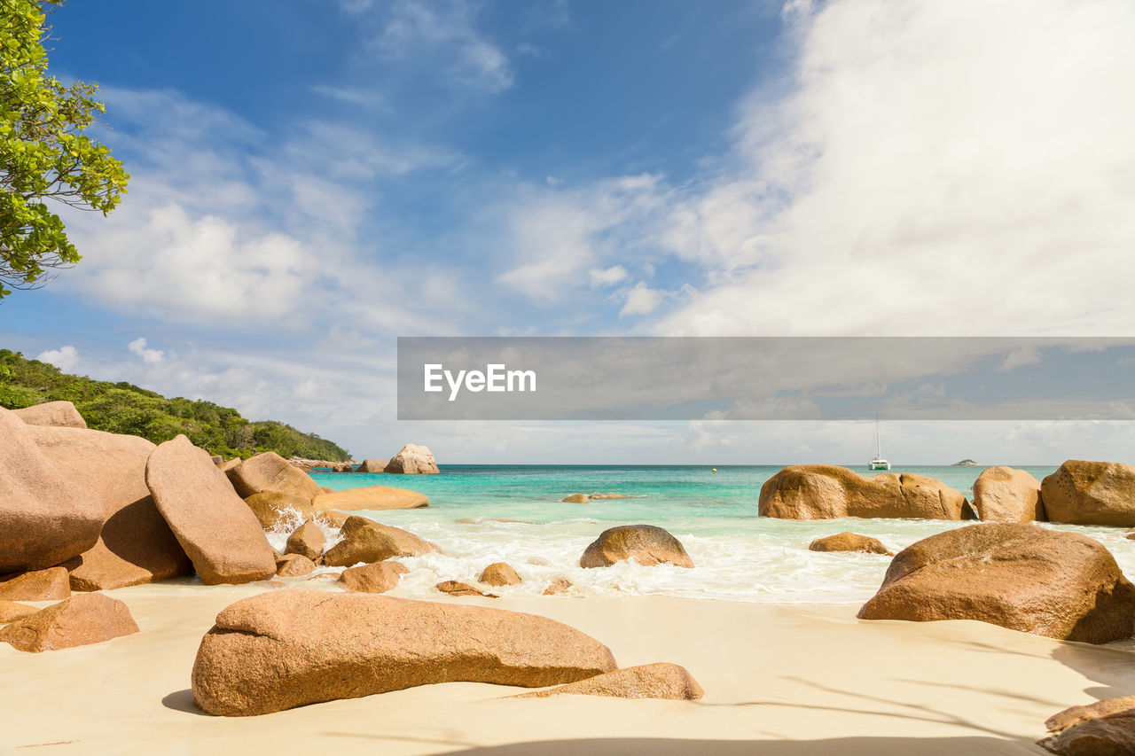 Scenic view of beach against sky