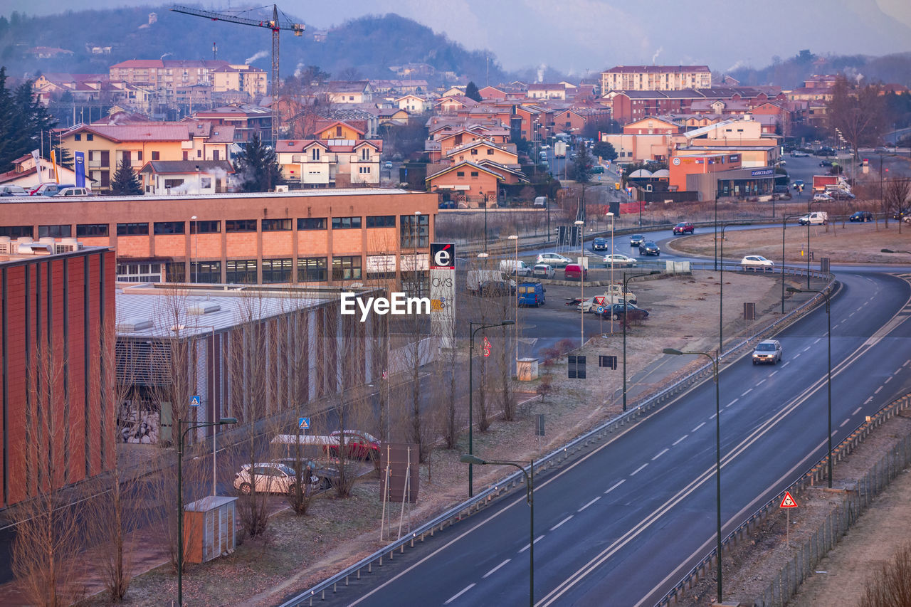 City street in an industrial area in turin, italy