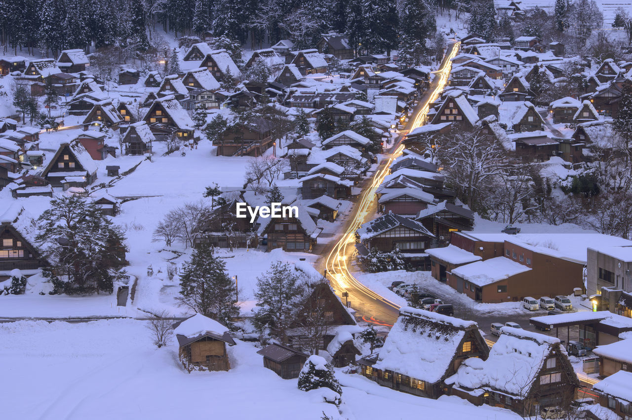 Winter japan sirakawago. beautiful and feel worm