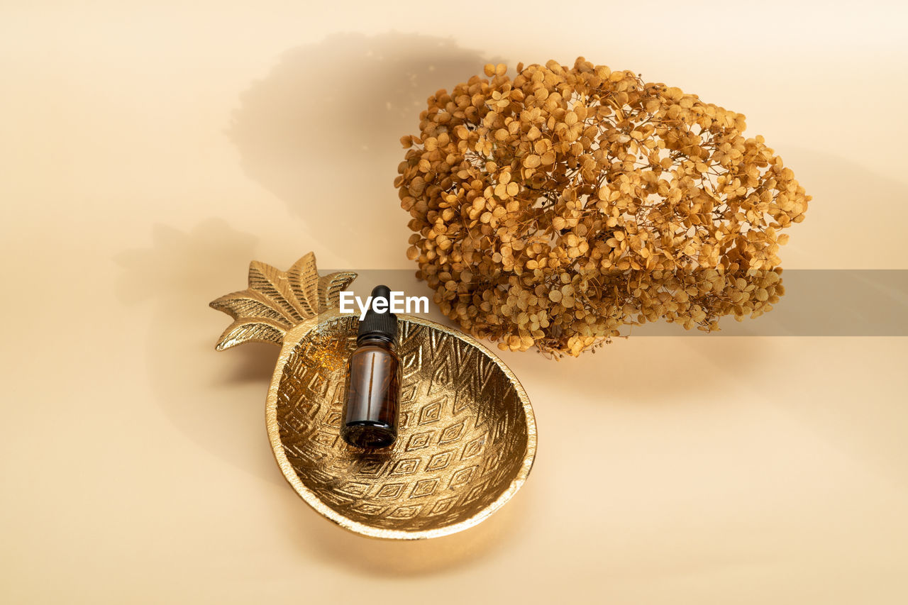 HIGH ANGLE VIEW OF ICE CREAM IN PLATE