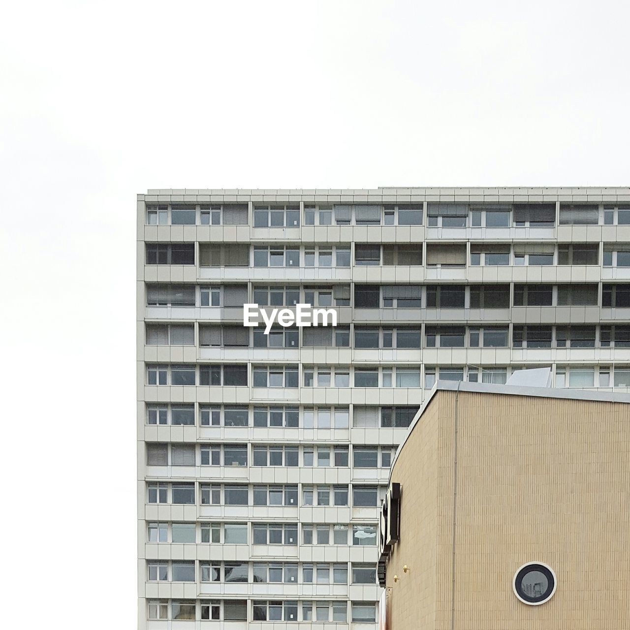 Low angle view of buildings against clear sky