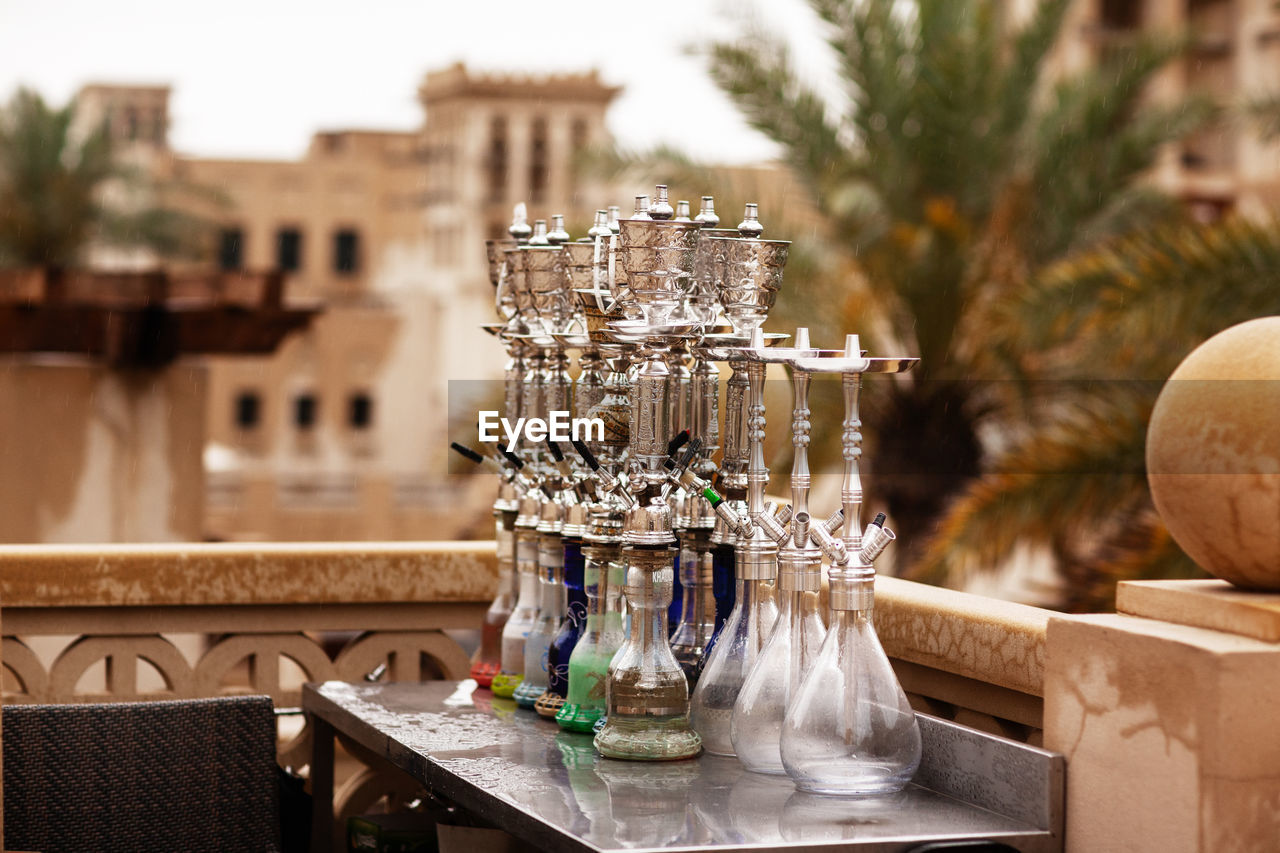 Hookahs on the streets of the old city in dubai