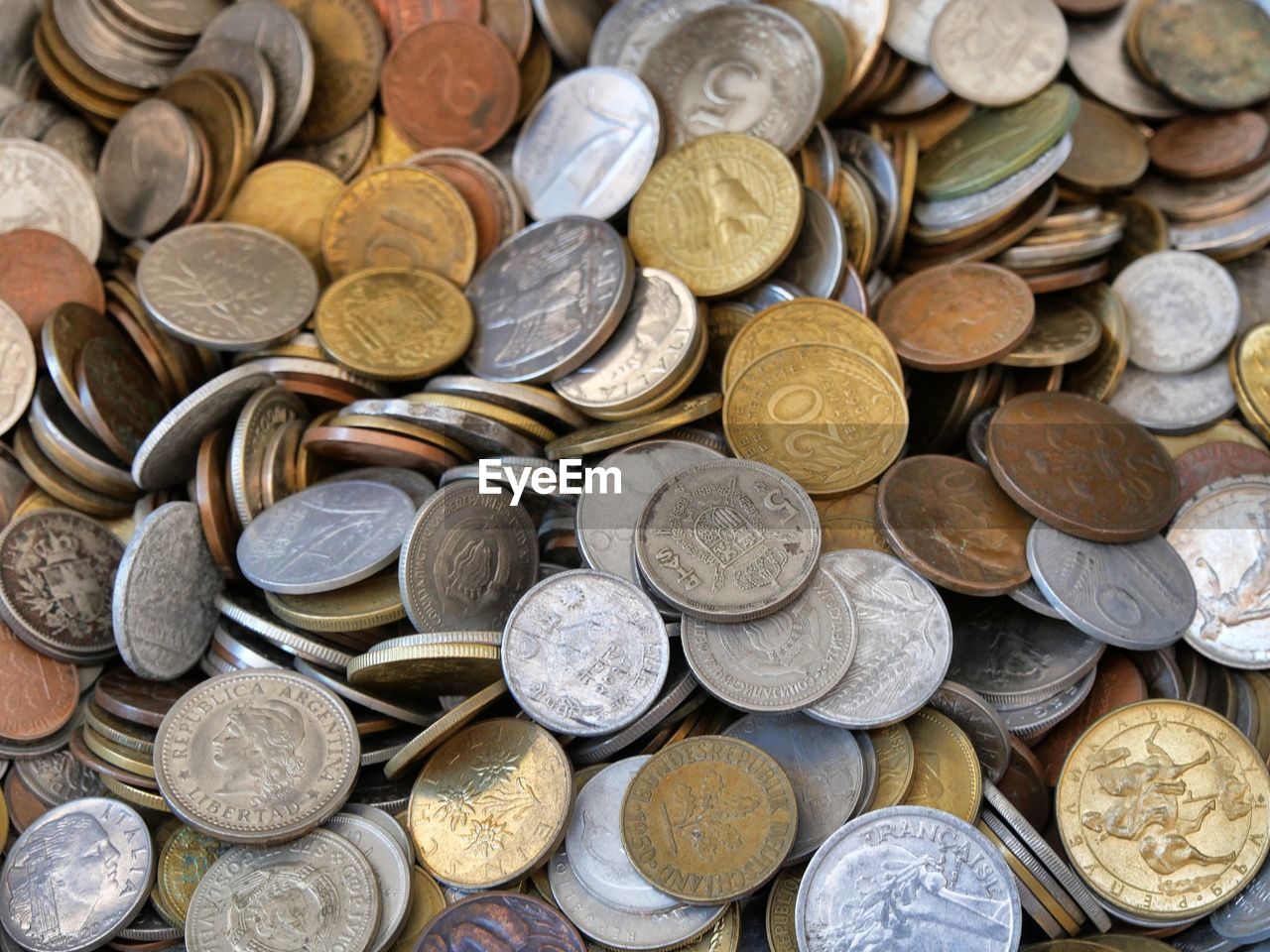 Full frame shot of coins 