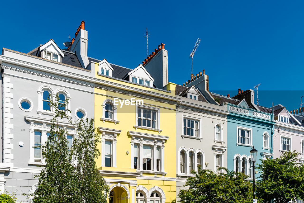 Colourful english victorian houses in notting hill, in kensington and chelsea