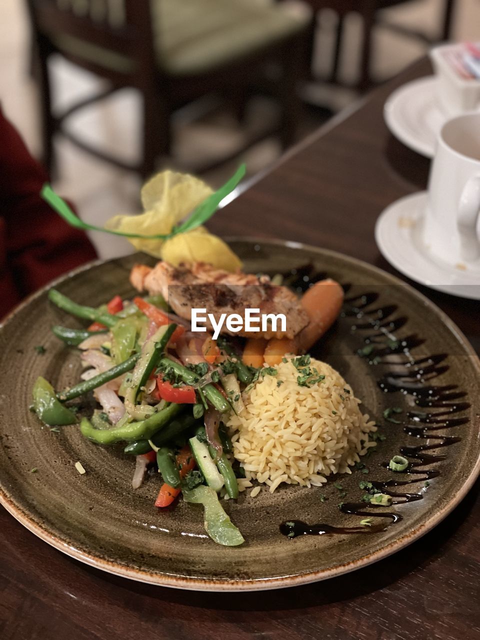 food and drink, food, dish, healthy eating, vegetable, meal, plate, dinner, coffee cup, wellbeing, table, tableware, cuisine, freshness, produce, coffee, indoors, crockery, lunch, meat, restaurant, no people, saucer, business, salad, asian food, tea, drink, focus on foreground