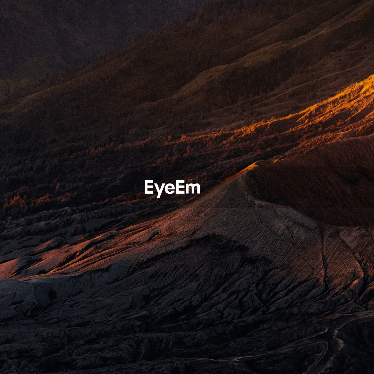 High angle view of landscape during sunset