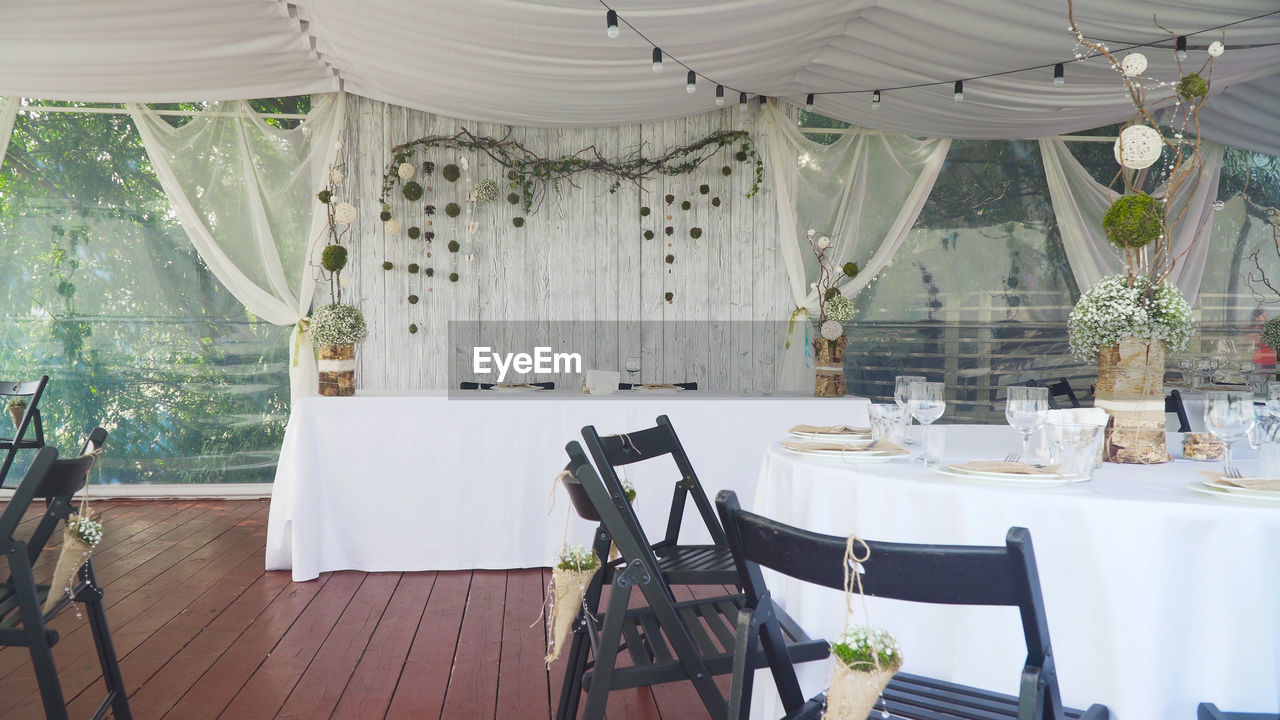 Banquet decorated table, with cutlery. wedding decor in the banquet of a festive table