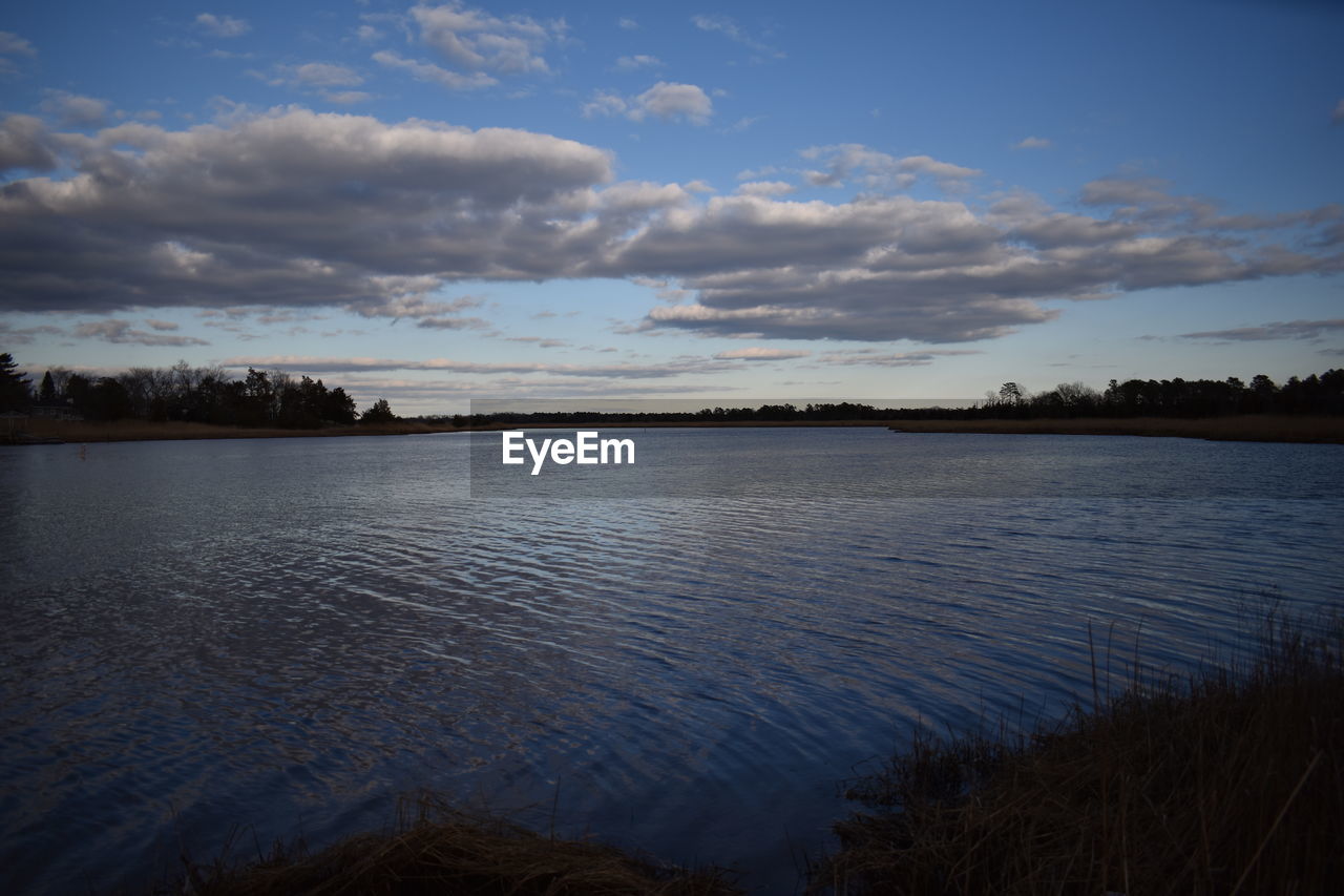 VIEW OF LAKE AGAINST SKY DURING SUNSET