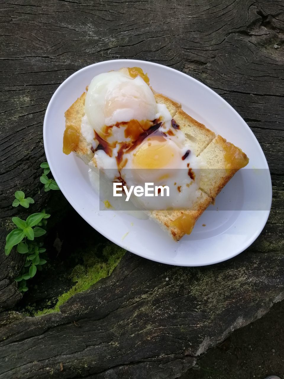 HIGH ANGLE VIEW OF DESSERT ON PLATE