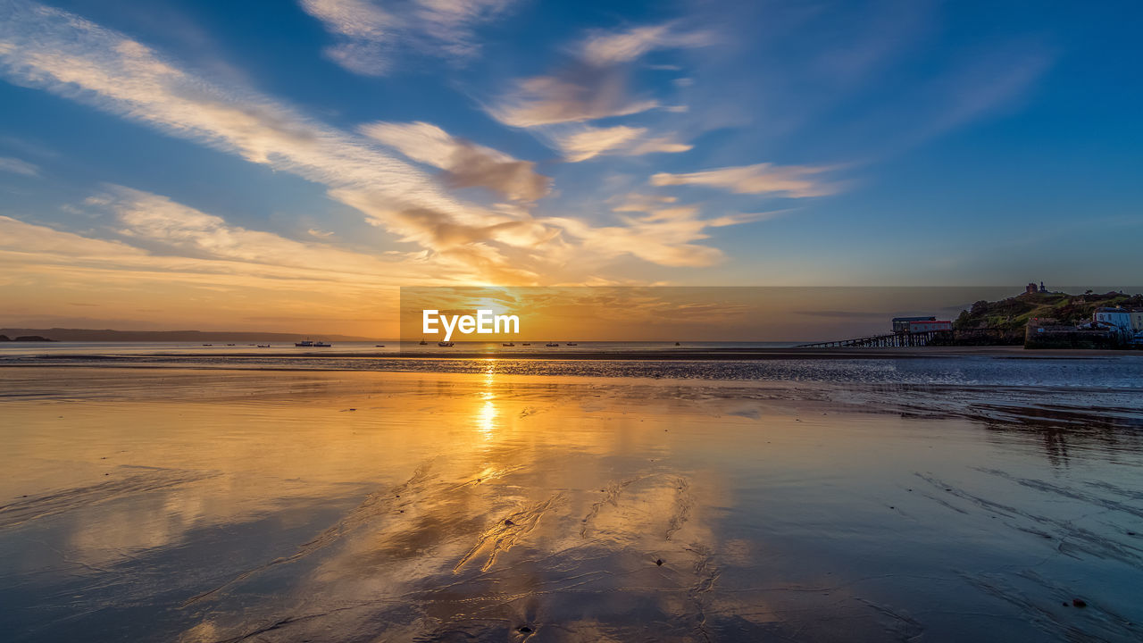 Scenic view of sea against sky during sunset