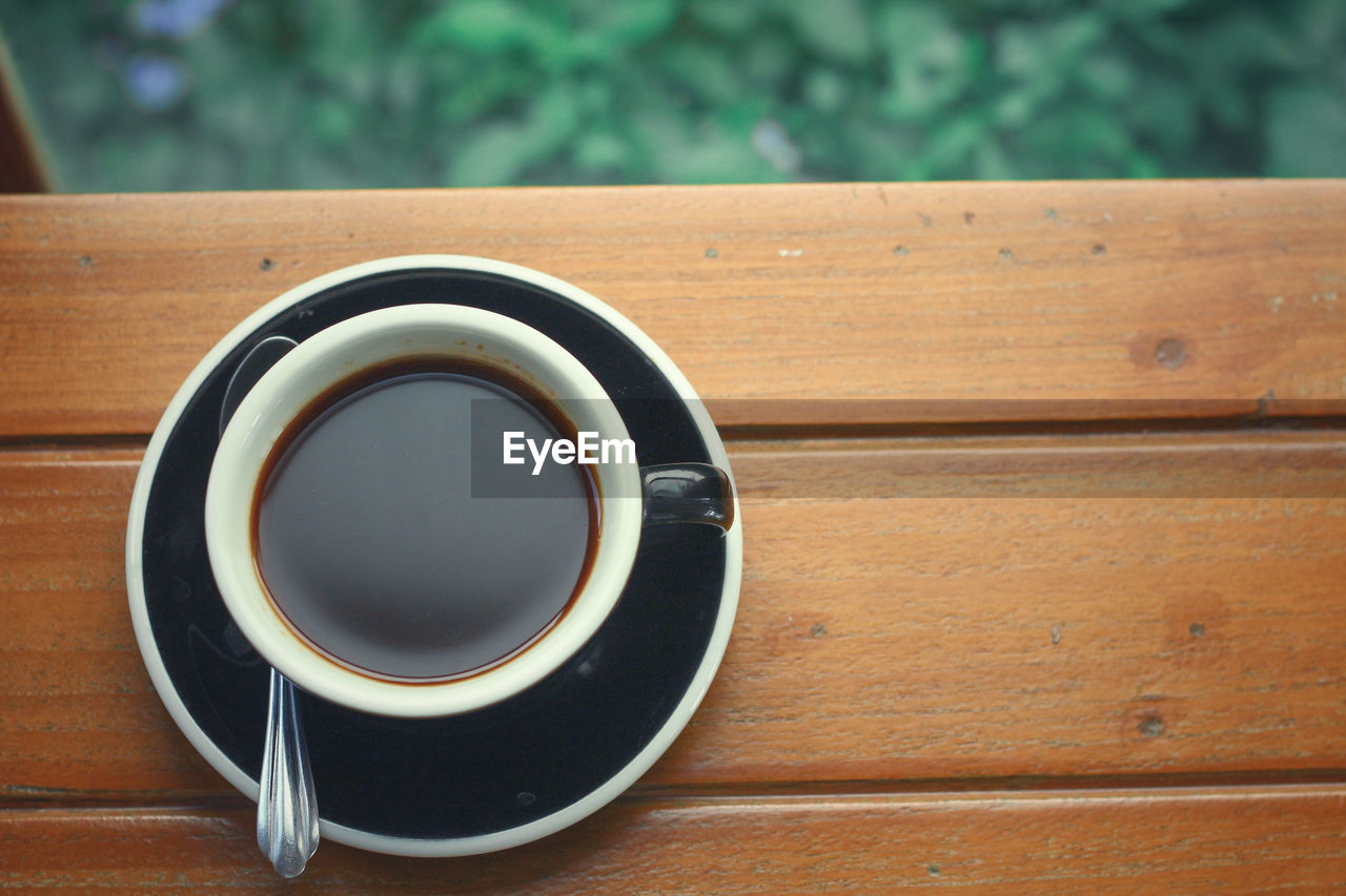 Directly above shot of black coffee on table