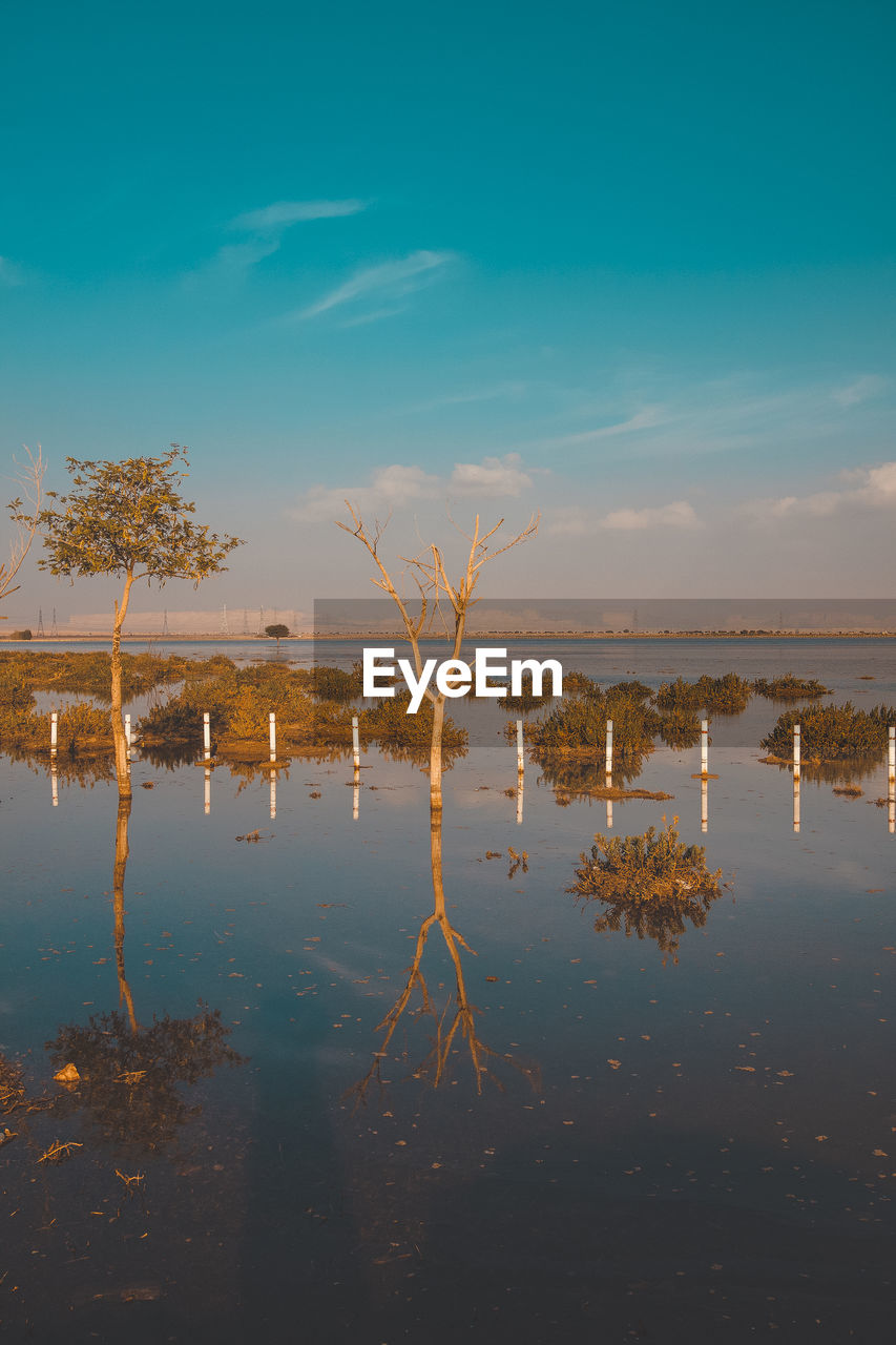 Scenic view of lake against sky