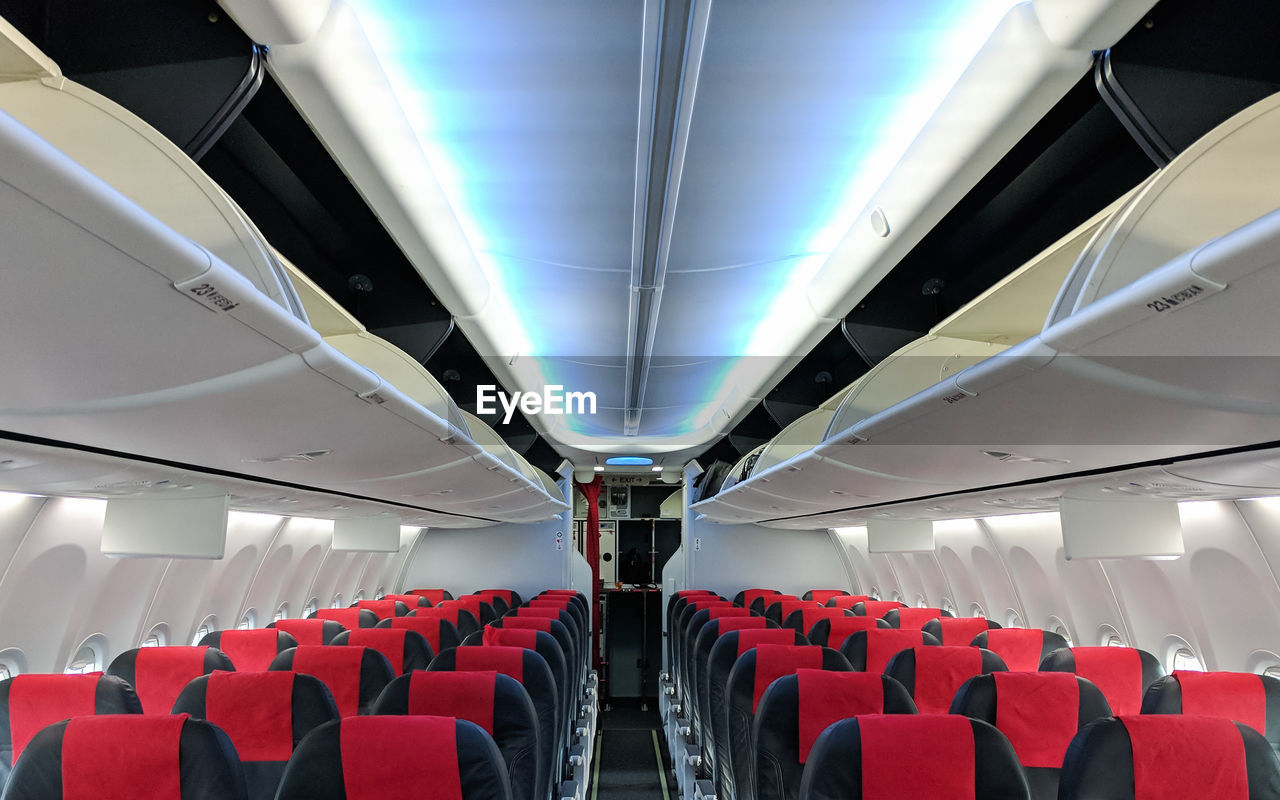 Empty interior of modern airplane
