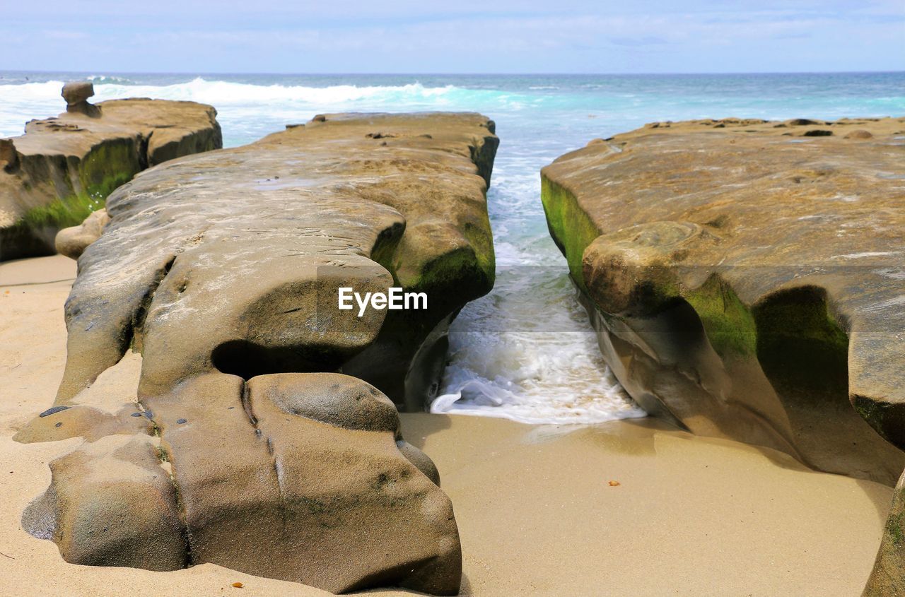 VIEW OF ROCKS ON BEACH