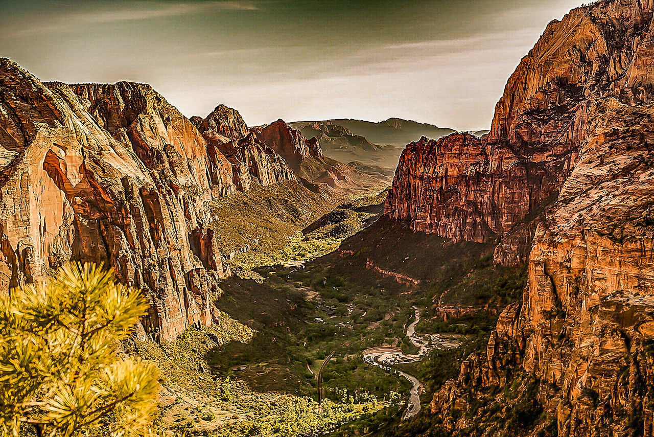 Scenic view of rocky mountains against sky