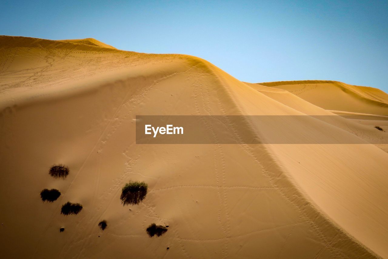 Scenic view of desert against clear sky