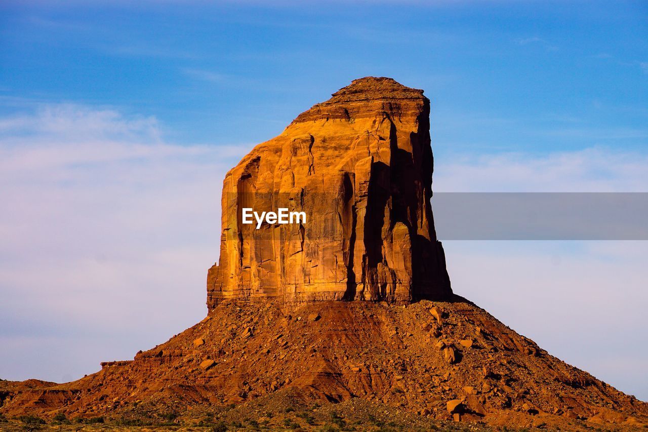 Low angle view of rock formations