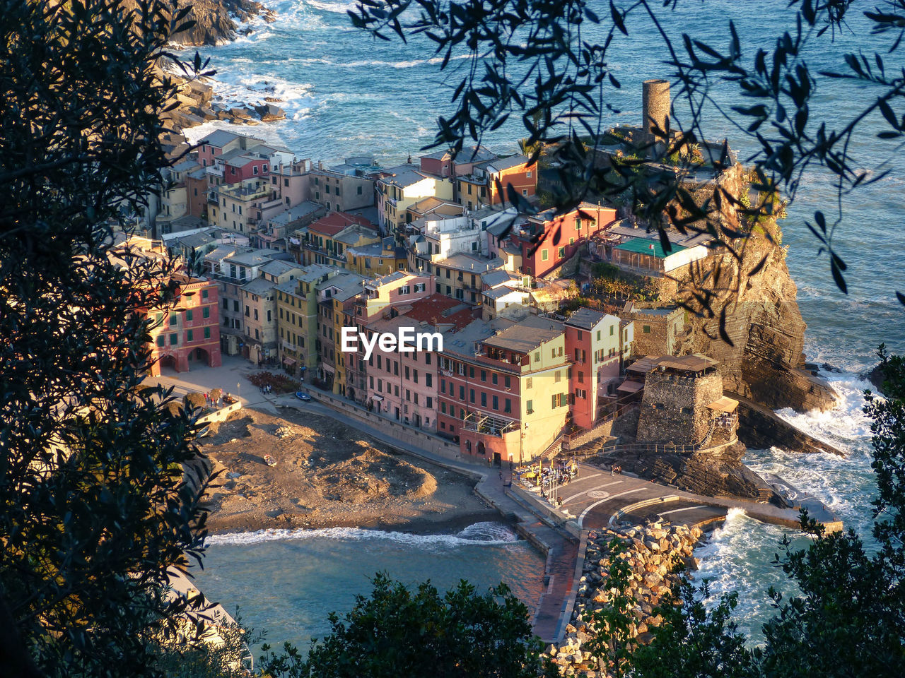 Vernazza seen from one of the various paths that can be traveled in the cinque terre, italy.