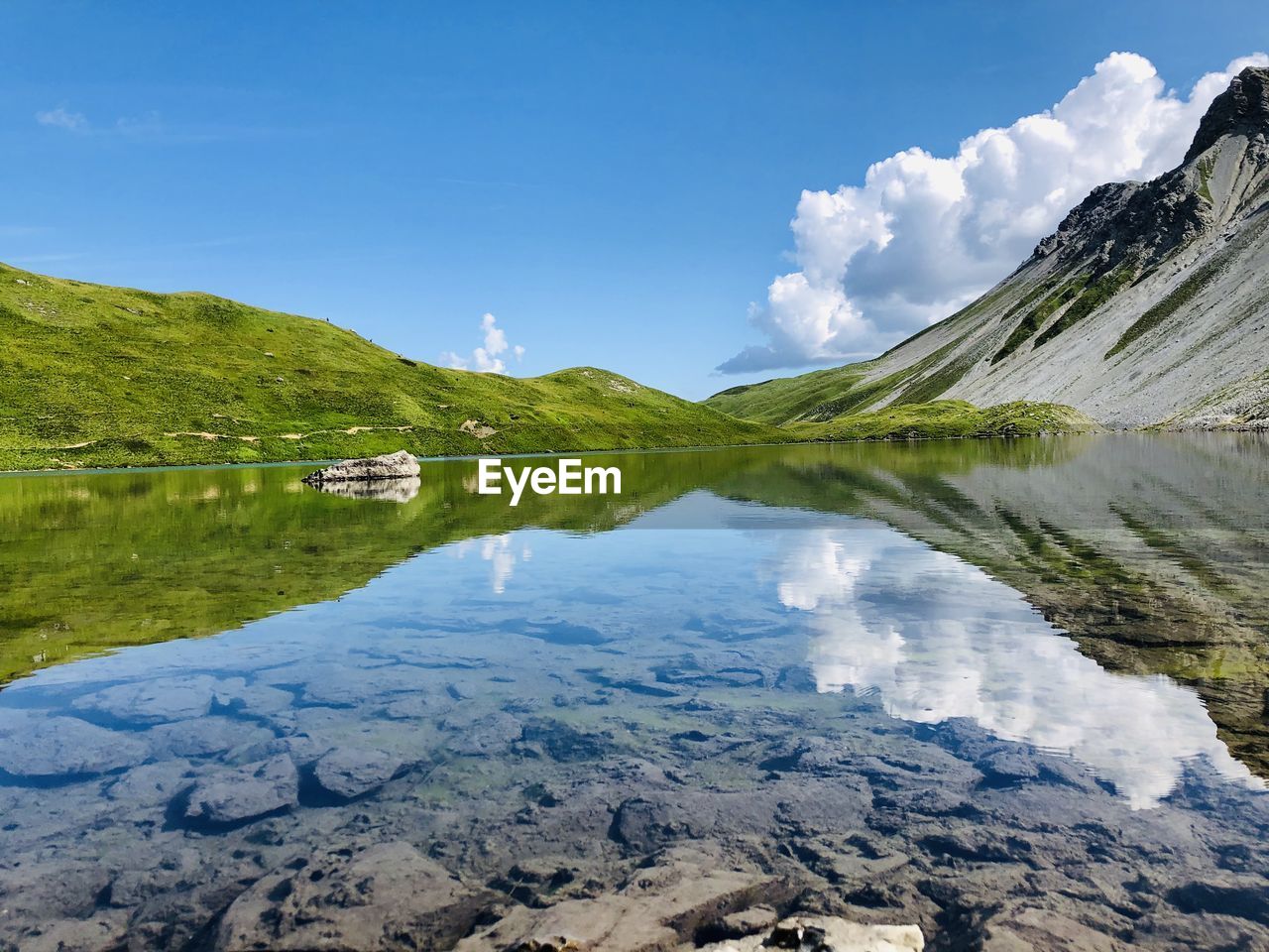 Scenic view of lake against sky