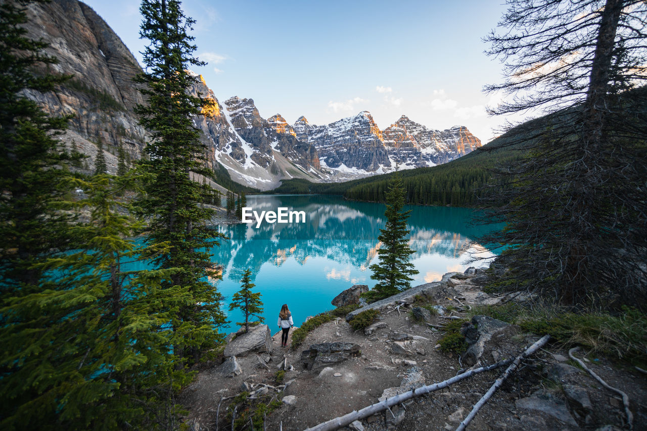 Hiking into a picture perfect canadian rockies postcard scenery