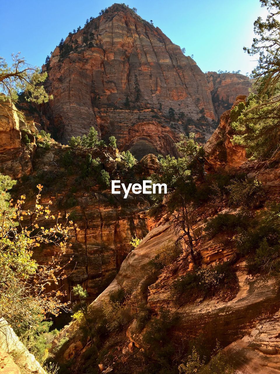 Low angle view of rock formation