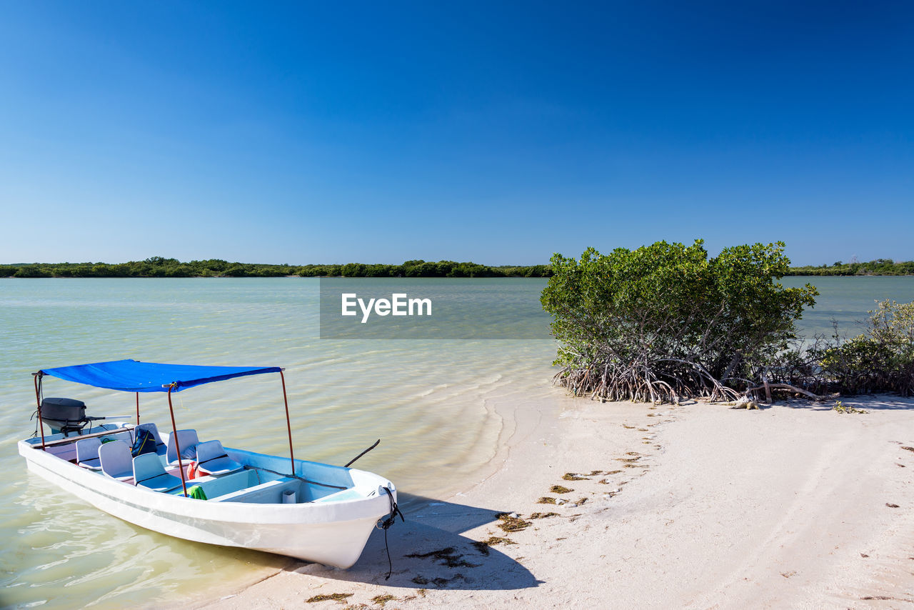 SCENIC VIEW OF BEACH AGAINST BLUE SKY