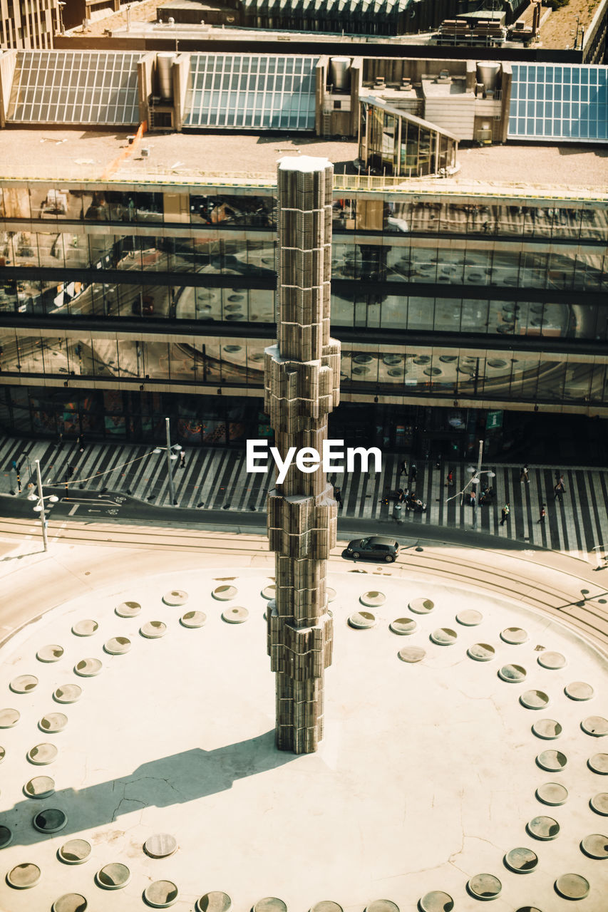 High angle view of sergels torg in public square at stockholm