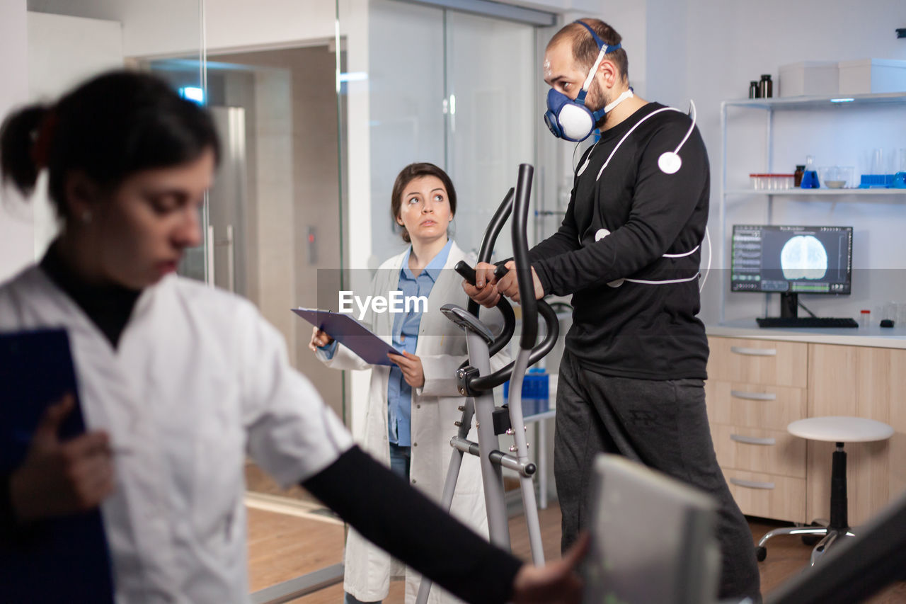 Male patient exercising at hospital