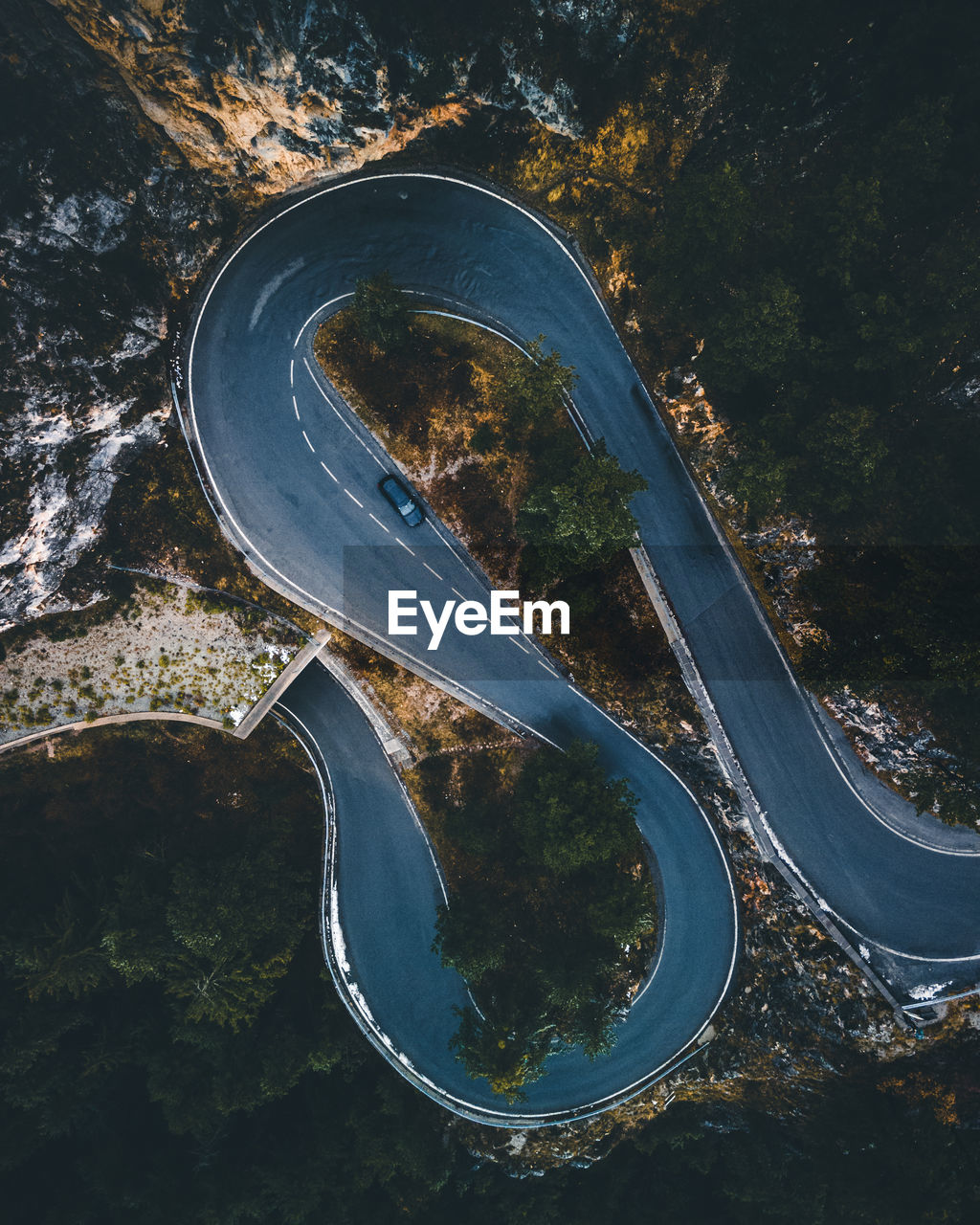 HIGH ANGLE VIEW OF ROAD AMIDST TREES