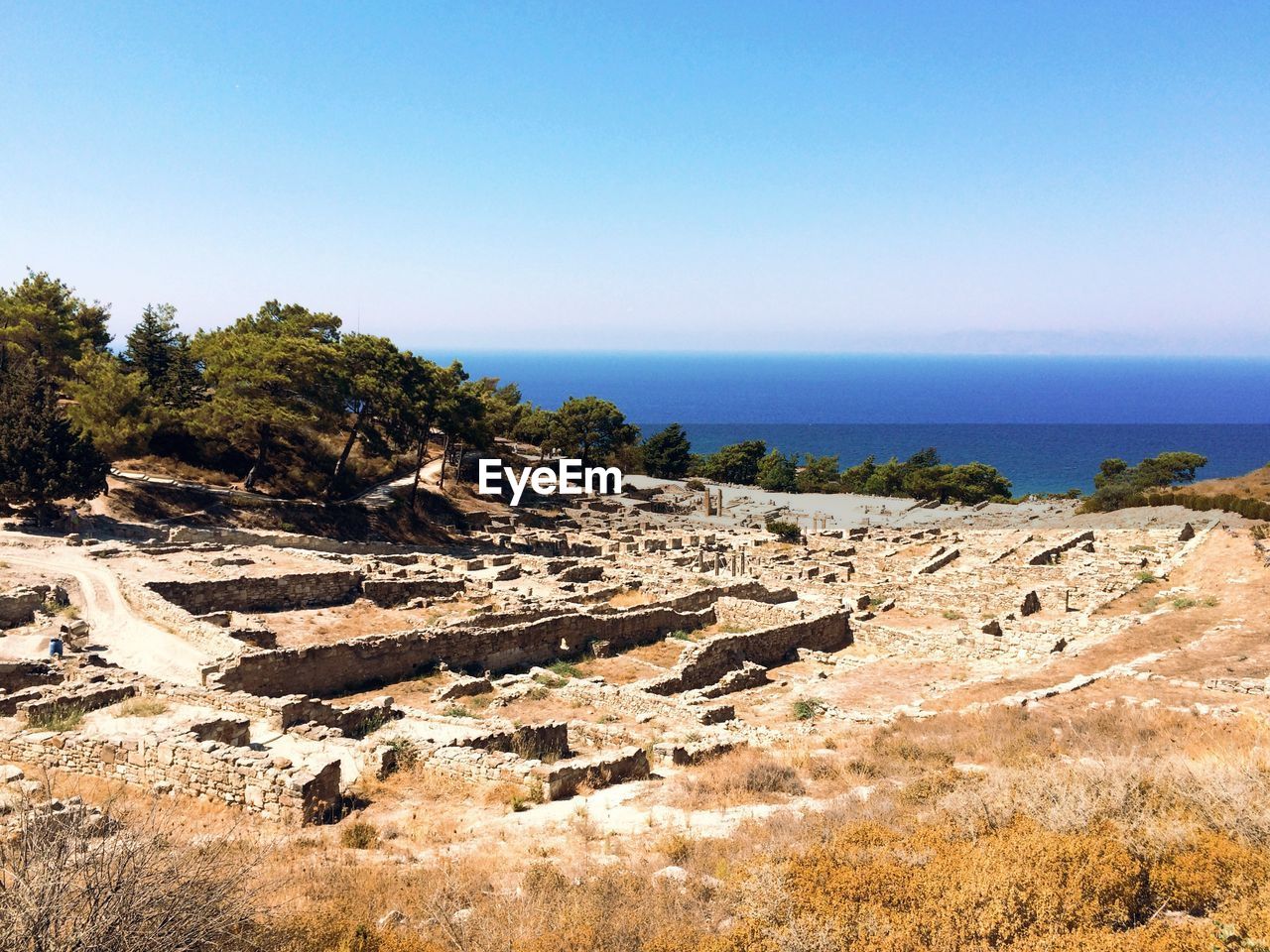 High angle view of old ruins at embonas
