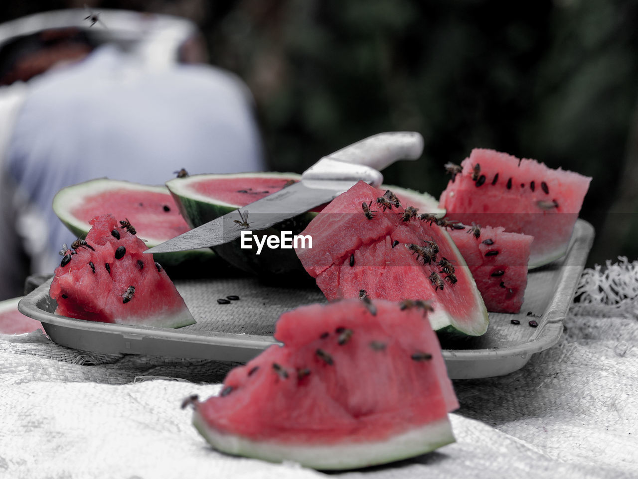 CLOSE-UP OF CHOPPED FRUIT ON PLATE