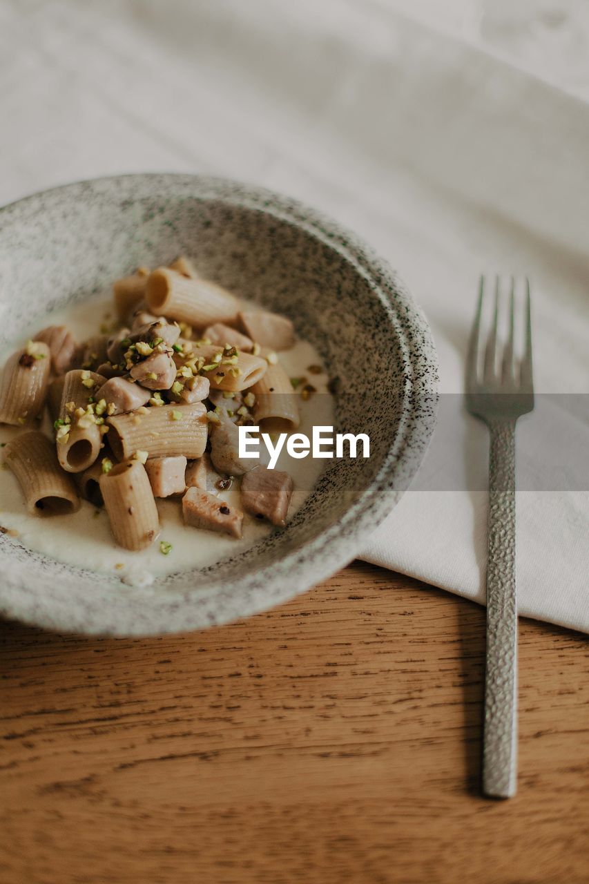 High angle view of food on table