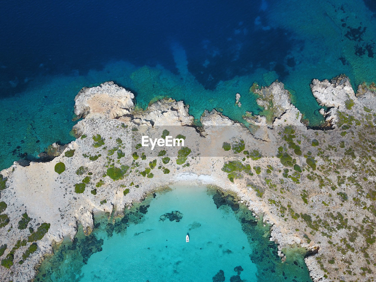 Aerial view of rocky coastline