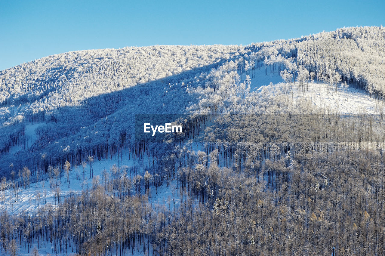 SCENIC VIEW OF SNOWCAPPED MOUNTAINS AGAINST CLEAR SKY