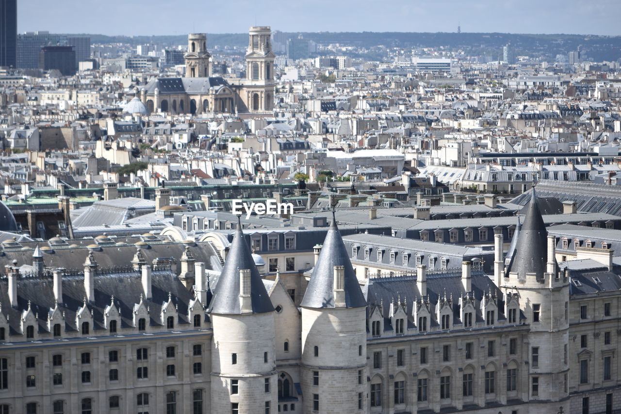 High angle view of buildings in city