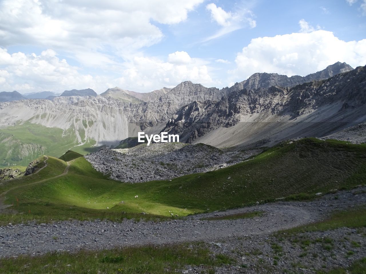 Panoramic view of mountains against sky