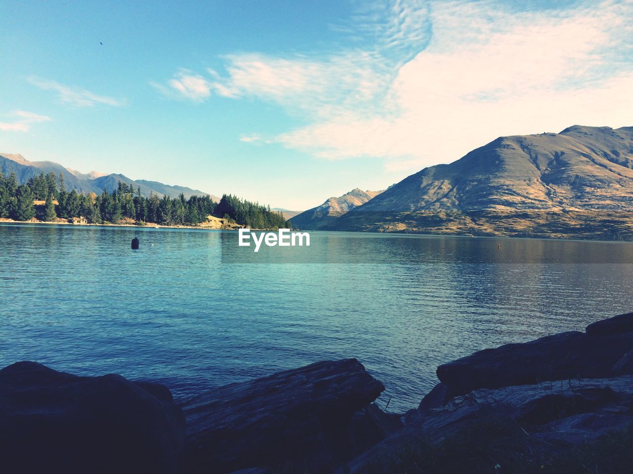 Scenic view of lake against sky