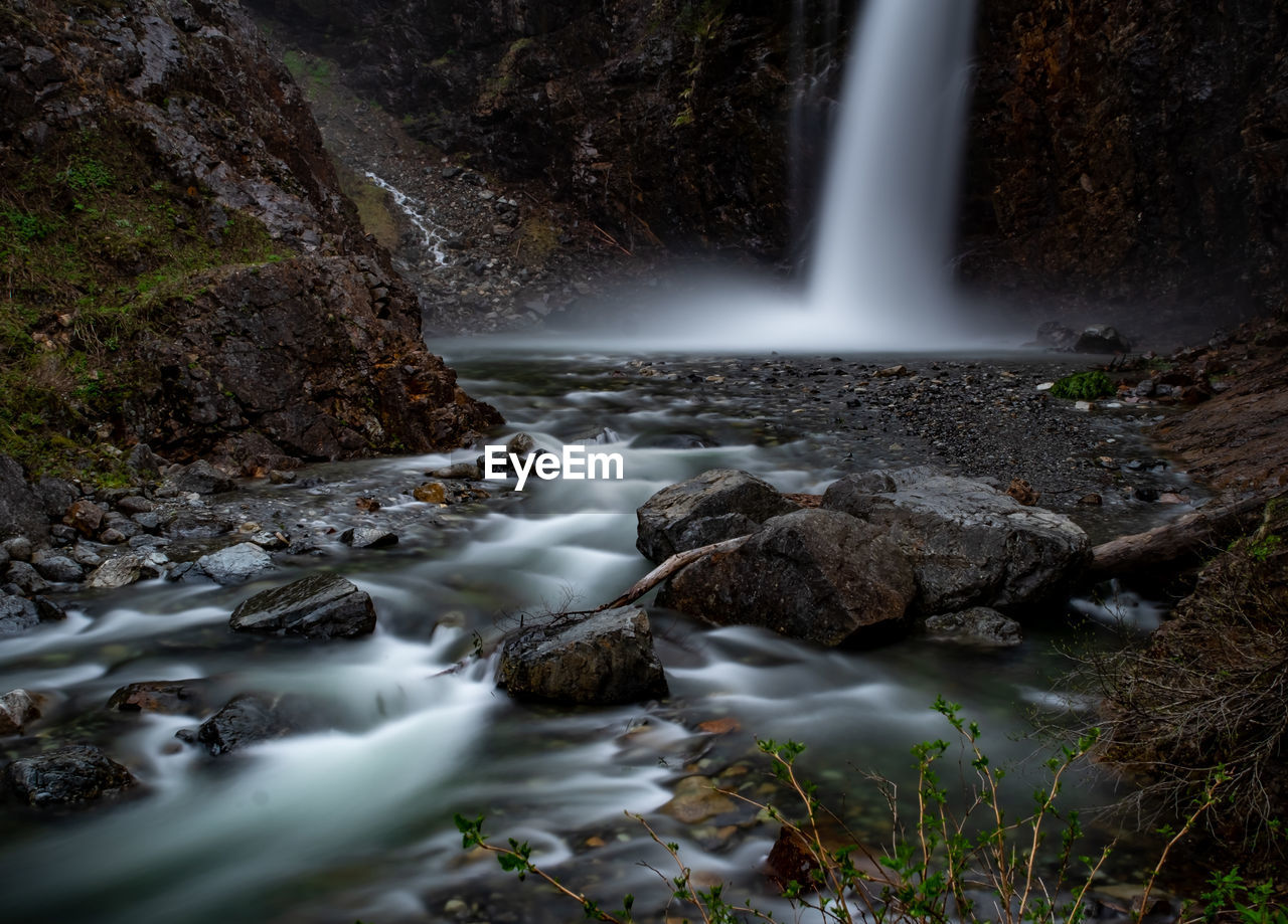 Scenic view of waterfall in forest